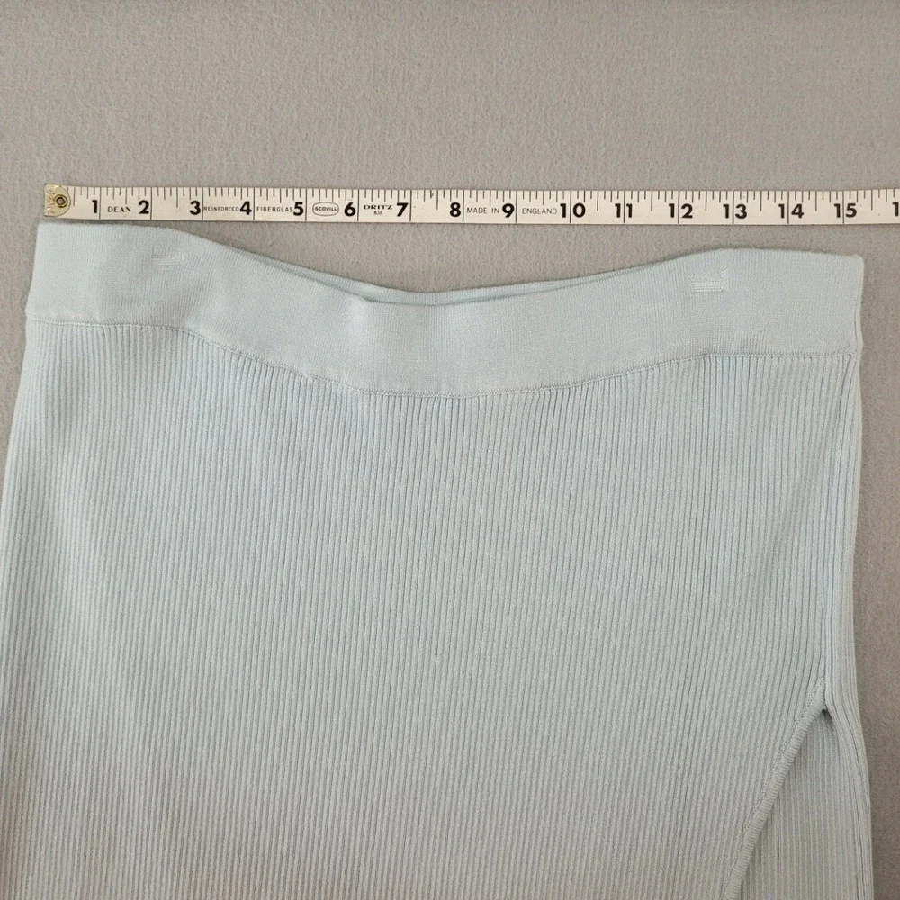 JustFab Ribbed Knit Skirt Set Womens Light Blue Excellent Wrap Crop Top - Large